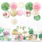 12 PCS Green Pink Blooms Paper Lanterns Tissue Pom Pom(Green Pink)
